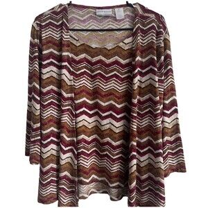 Alfred Dunner Multicolor Liquid Knit 2 in 1 Shirt Blouse Medium Petite